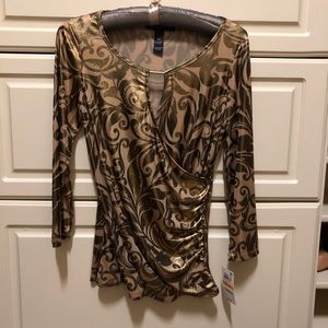 NWT Gold Silky Blouse